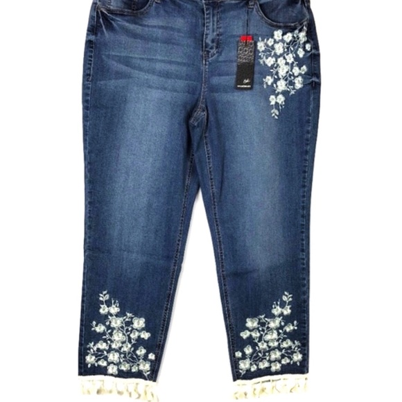 Earl Jeans Jeans Nwt Embroidery Tassel Hem Plus Size Denim Jeans